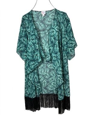 Lularoe Blue Wolves Monroe kimono size Small
